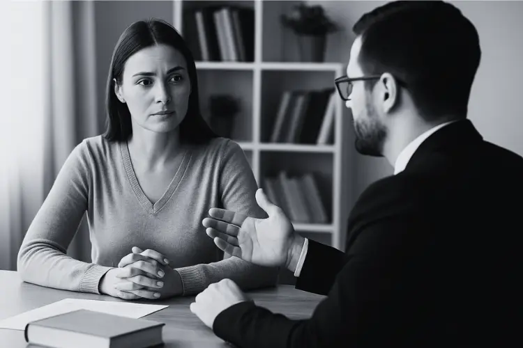 Kişiler hukuku ile ilgili avukat ve müvekkilin karşı karşıya sohbeti